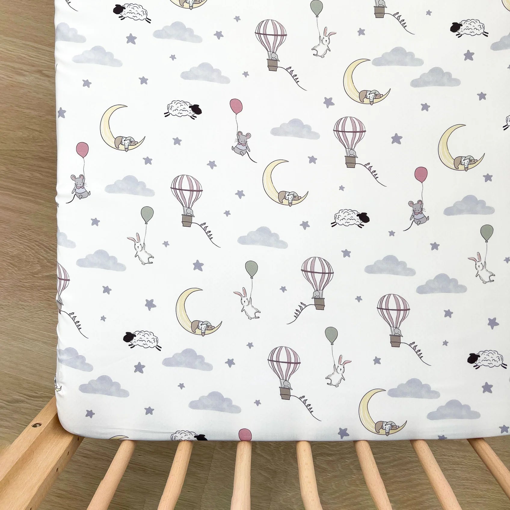 #[KAYS+KINS X GAIAS] BABY COT FITTED SHEET (DESIGN)_Lullaby Sky